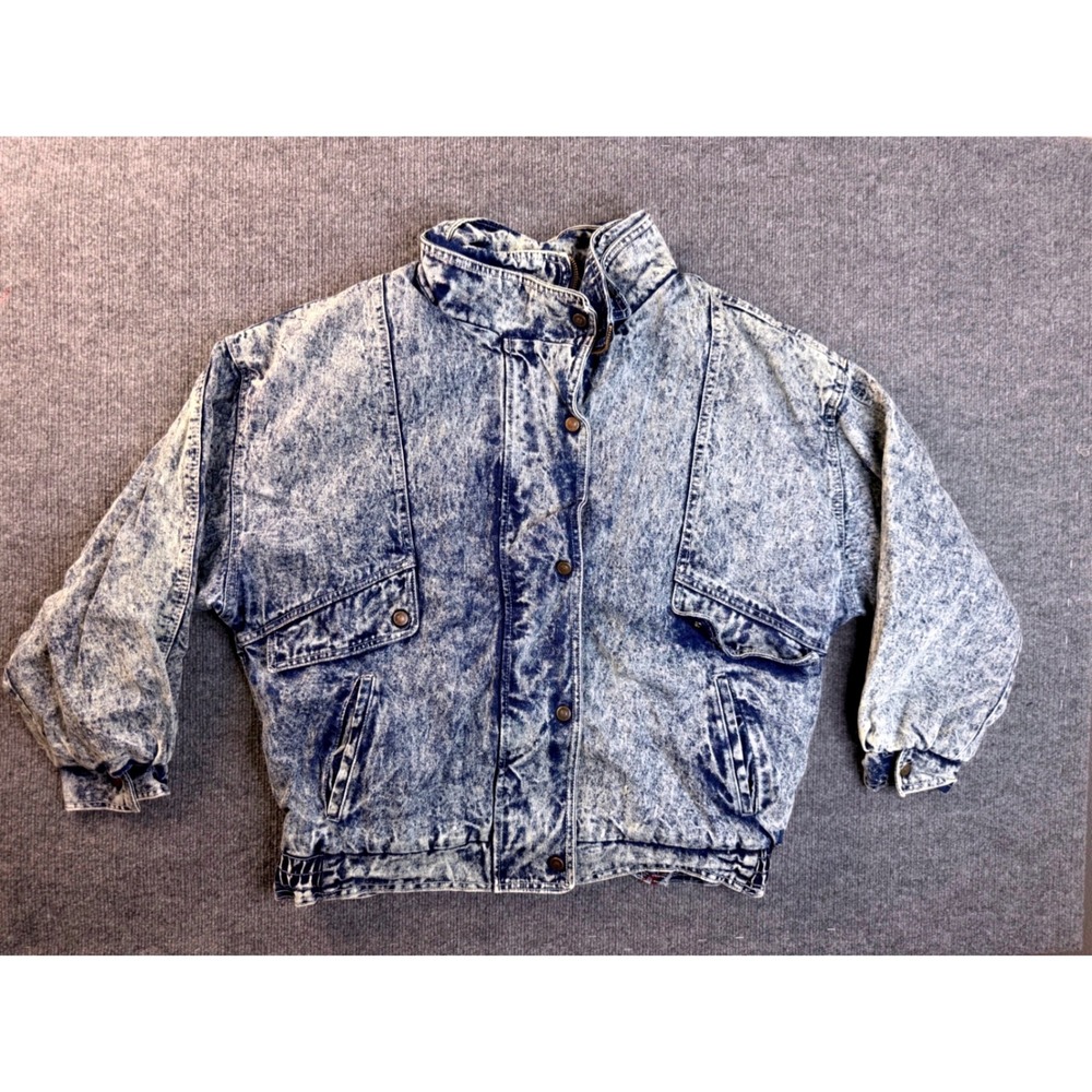 Vintage Jordache Acid Wash Denim Jacket Large USA Made Sherpa Lined Blue Y2K 90s
